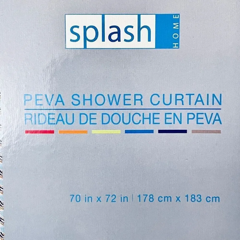 NWT Splash HOME Gorgeous Peva VIOLA White Blue Black Yellow Tulip Shower Curtain
